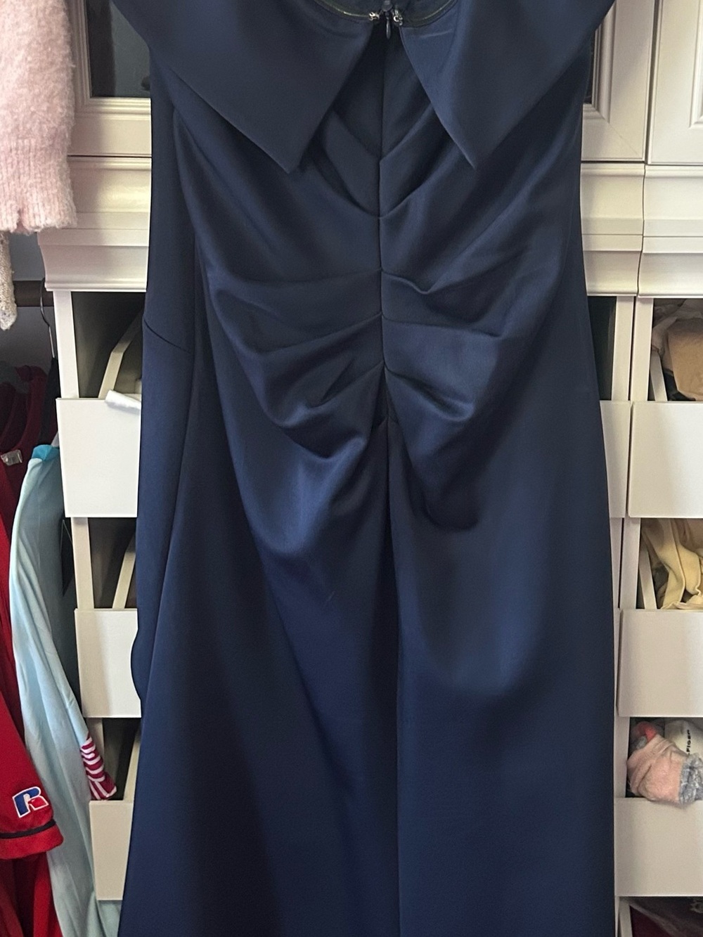 Elegant Navy Satin Evening Dress